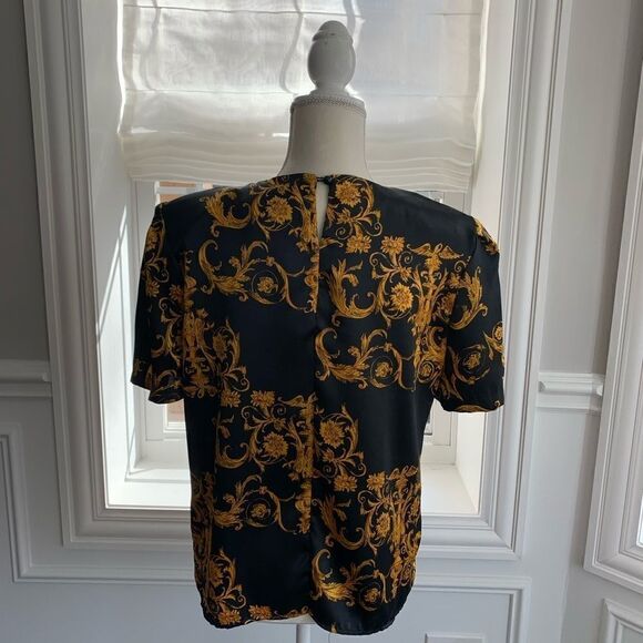 Vintage Silky Filigree Print Blouse Size Small - Picture 5 of 8